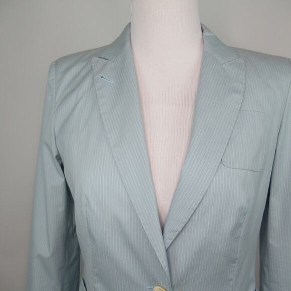 PIAZZA SEMPIONE Blue Pinstriped Single Button Blazer Italian Size 44 US Size 8 - Picture 3 of 13